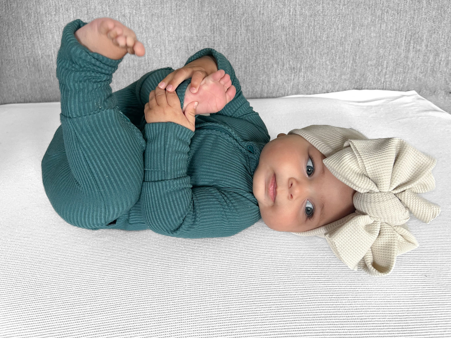 ZIP ROMPER - Peacock Ribbed