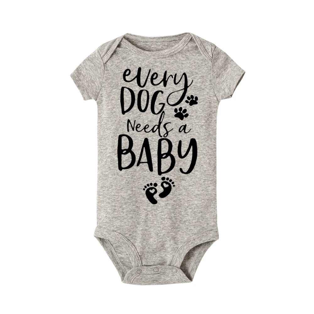 0-24m Infant Newborn Baby Girls Boys Short Sleeve Every Dog Needs a Baby