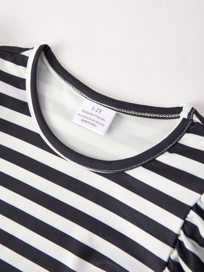 Halloween Black and White Striped Print Girls Dress