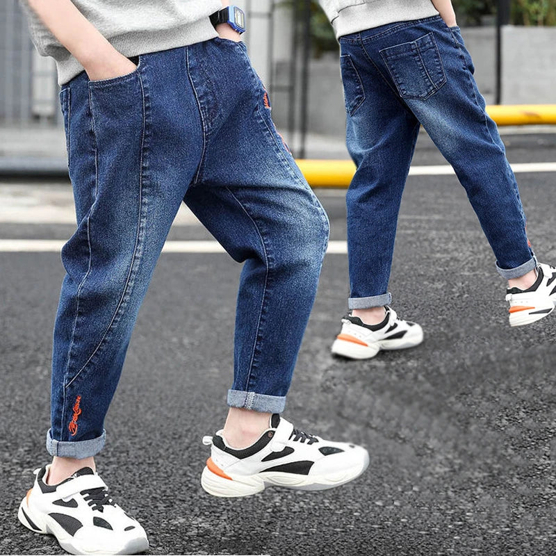 Boys Clothes Slim Straight Jeans Classic Bottoms Denim