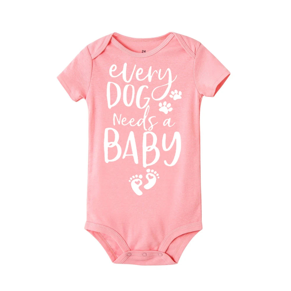 0-24m Infant Newborn Baby Girls Boys Short Sleeve Every Dog Needs a Baby