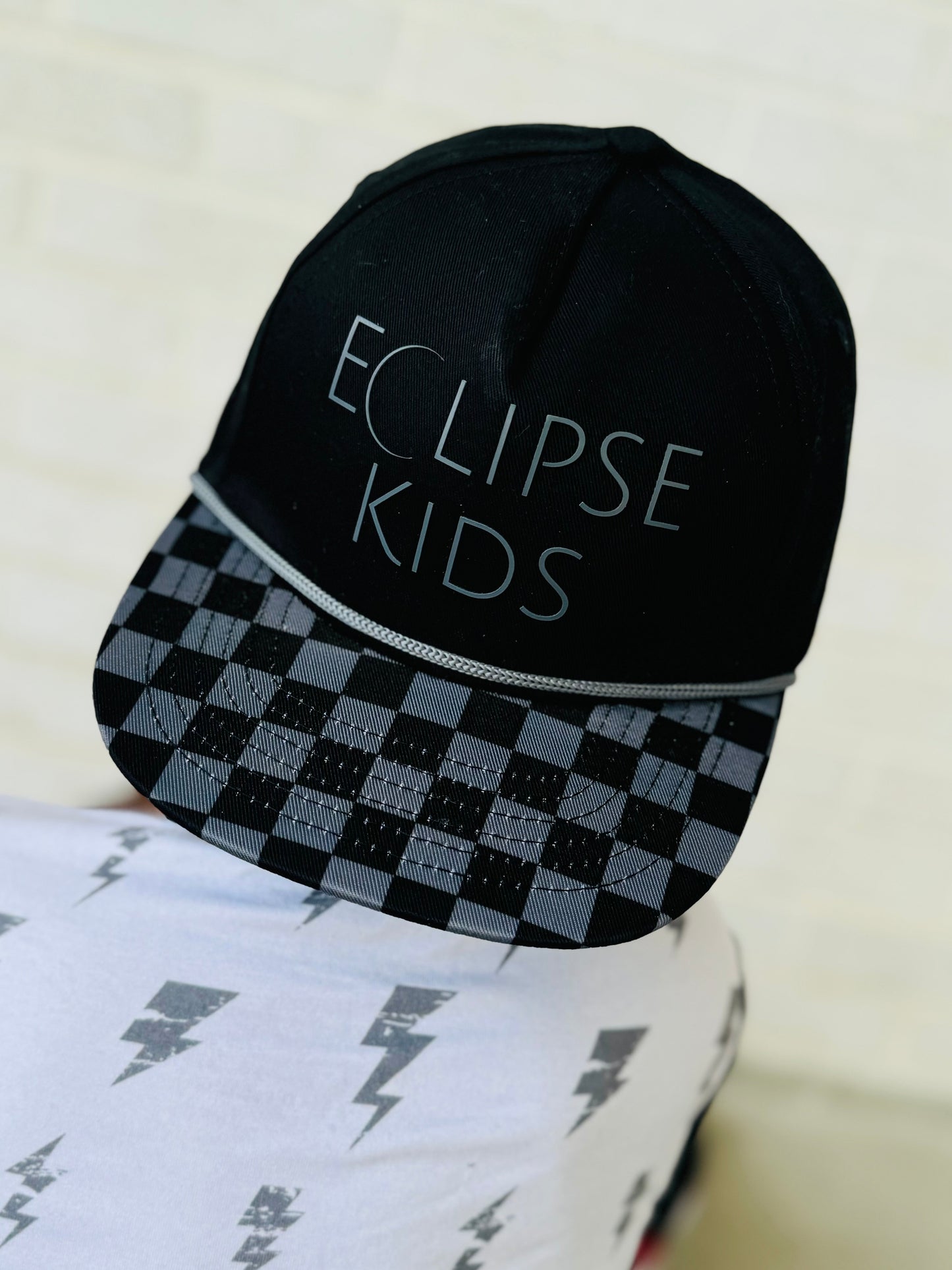 Black Checkered Snapback - Child