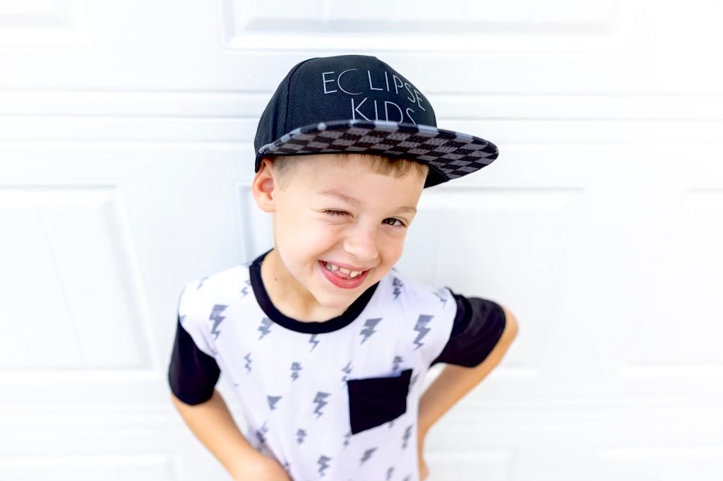 Black Checkered Snapback - Child