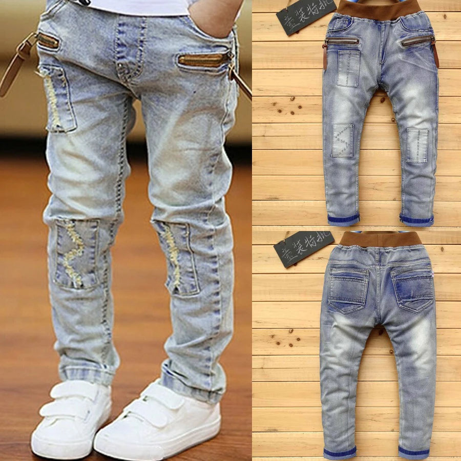 Boys Clothes Slim Straight Jeans Classic Bottoms Denim