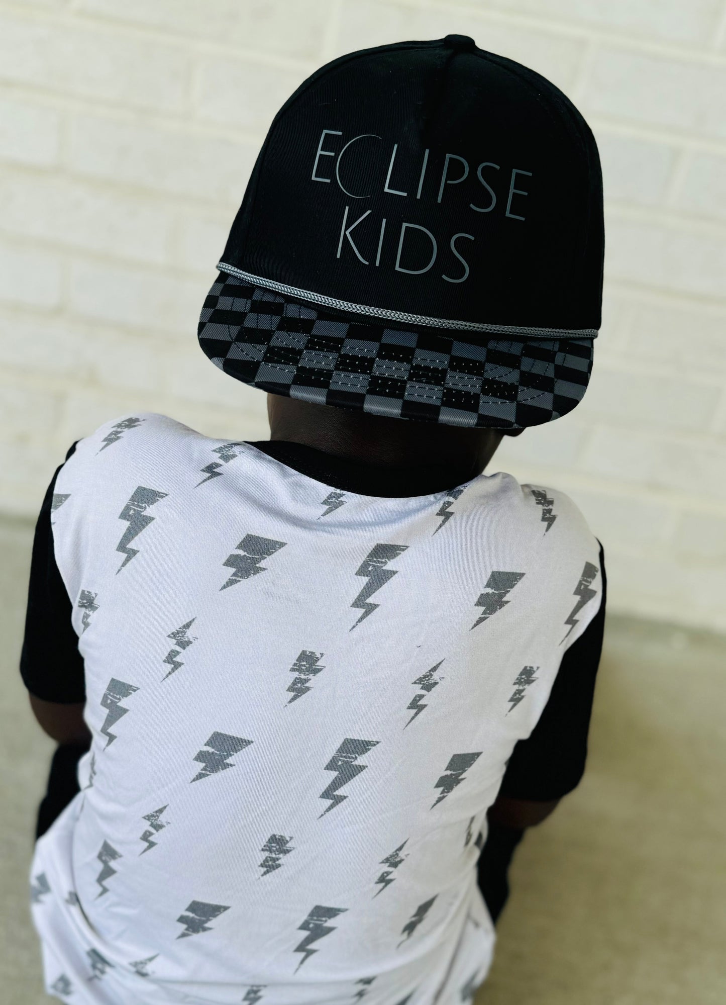 Black Checkered Snapback - Child