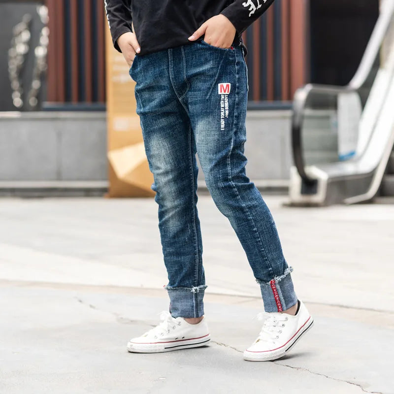 Boys Clothes Slim Straight Jeans Classic Bottoms Denim