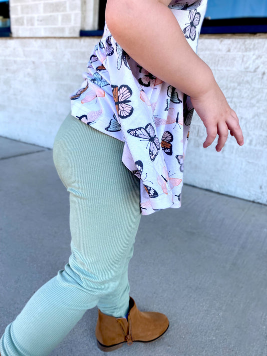 Ribbed Bamboo Leggings - Sage