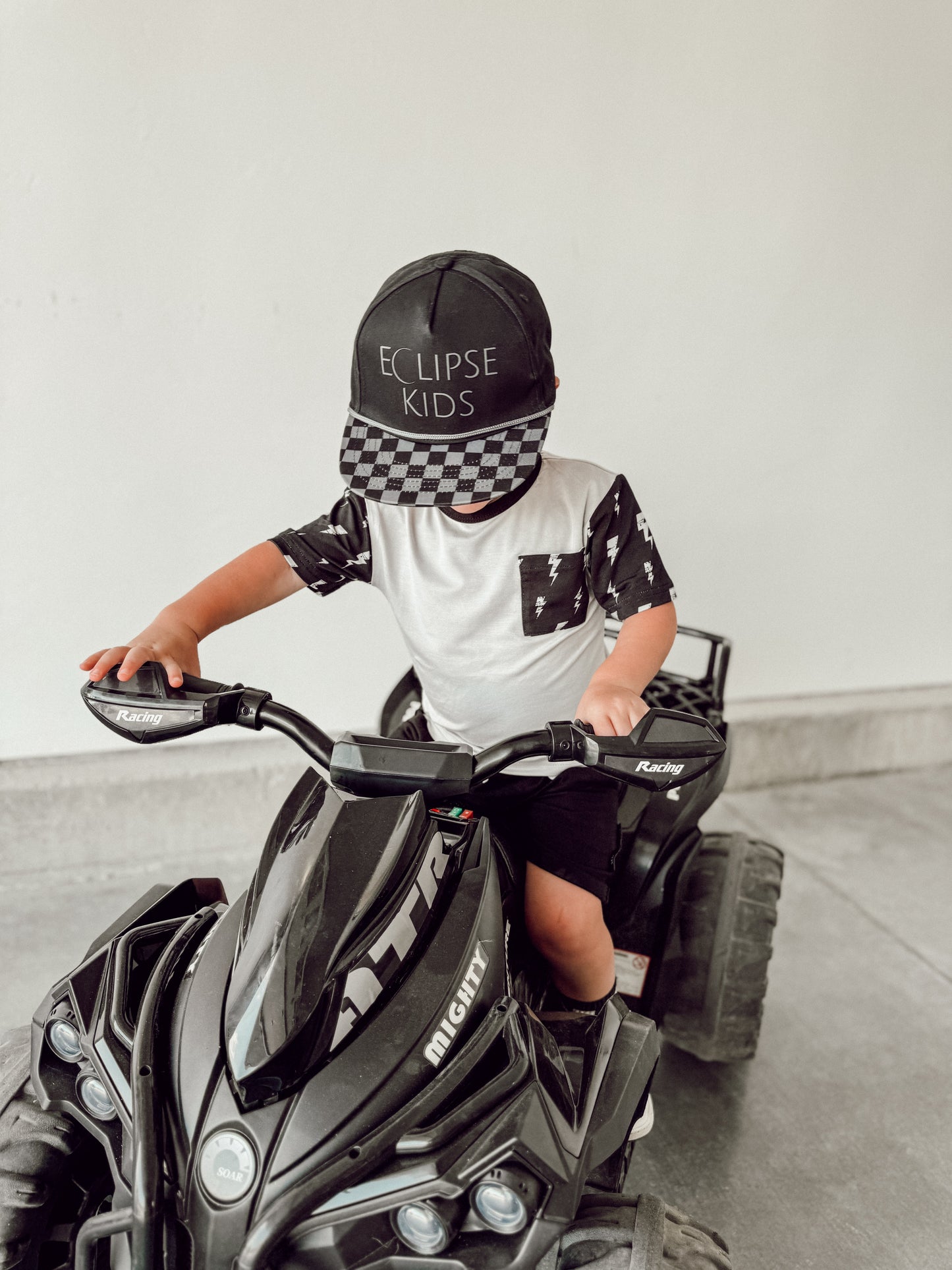 Black Checkered Snapback - Child