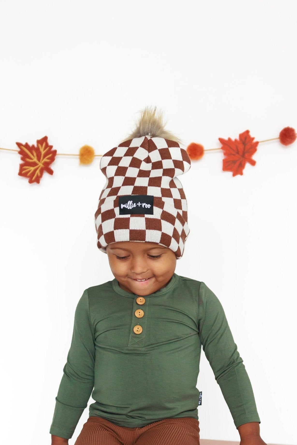 BAMBOO CUFF BEANIE- Sienna Check