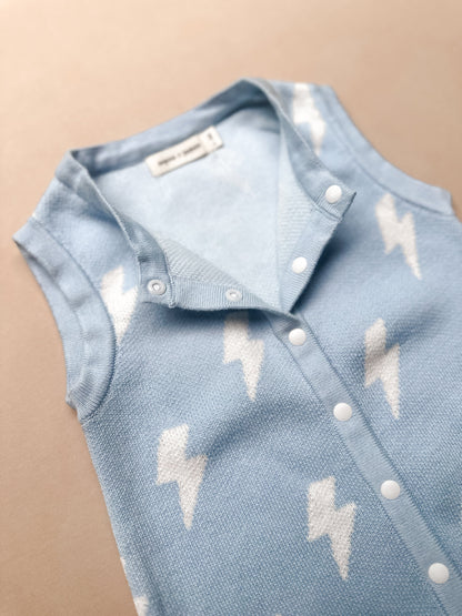 Sleeveless Knit Romper - Blue Bolt