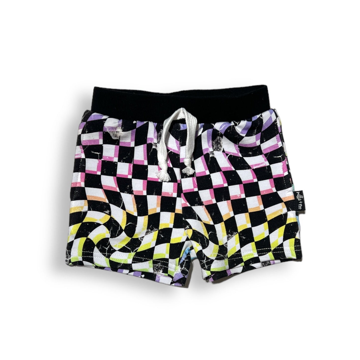 BAMBOO JOGGER SHORTS- Neon Dizzy Check