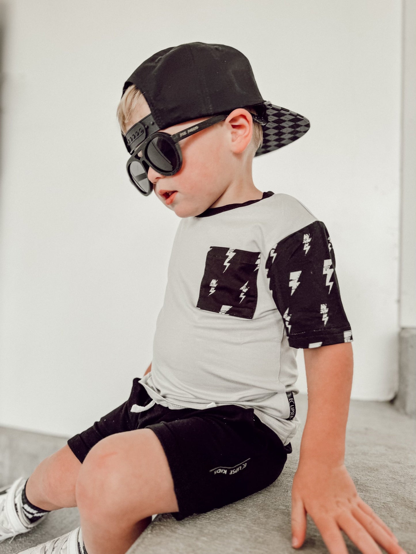 Black Checkered Snapback - Child