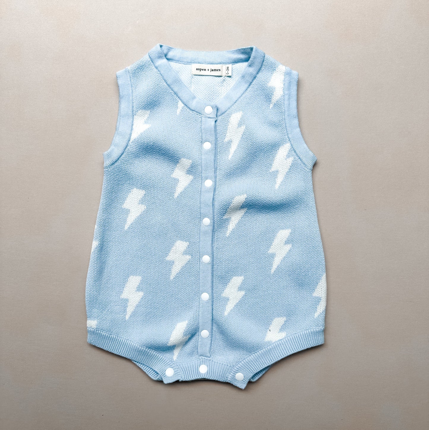 Sleeveless Knit Romper - Blue Bolt