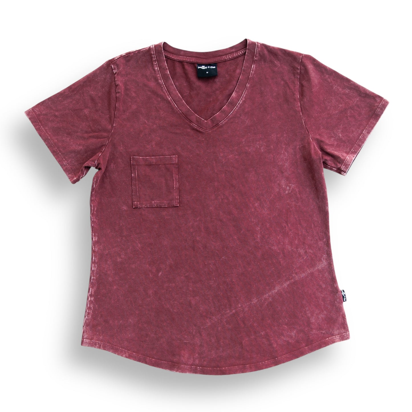 MAMA V-NECK- Oxblood Snow Wash