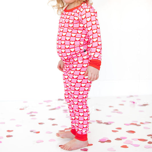 LONG SLEEVE TWO PIECE SET- Red Hearts