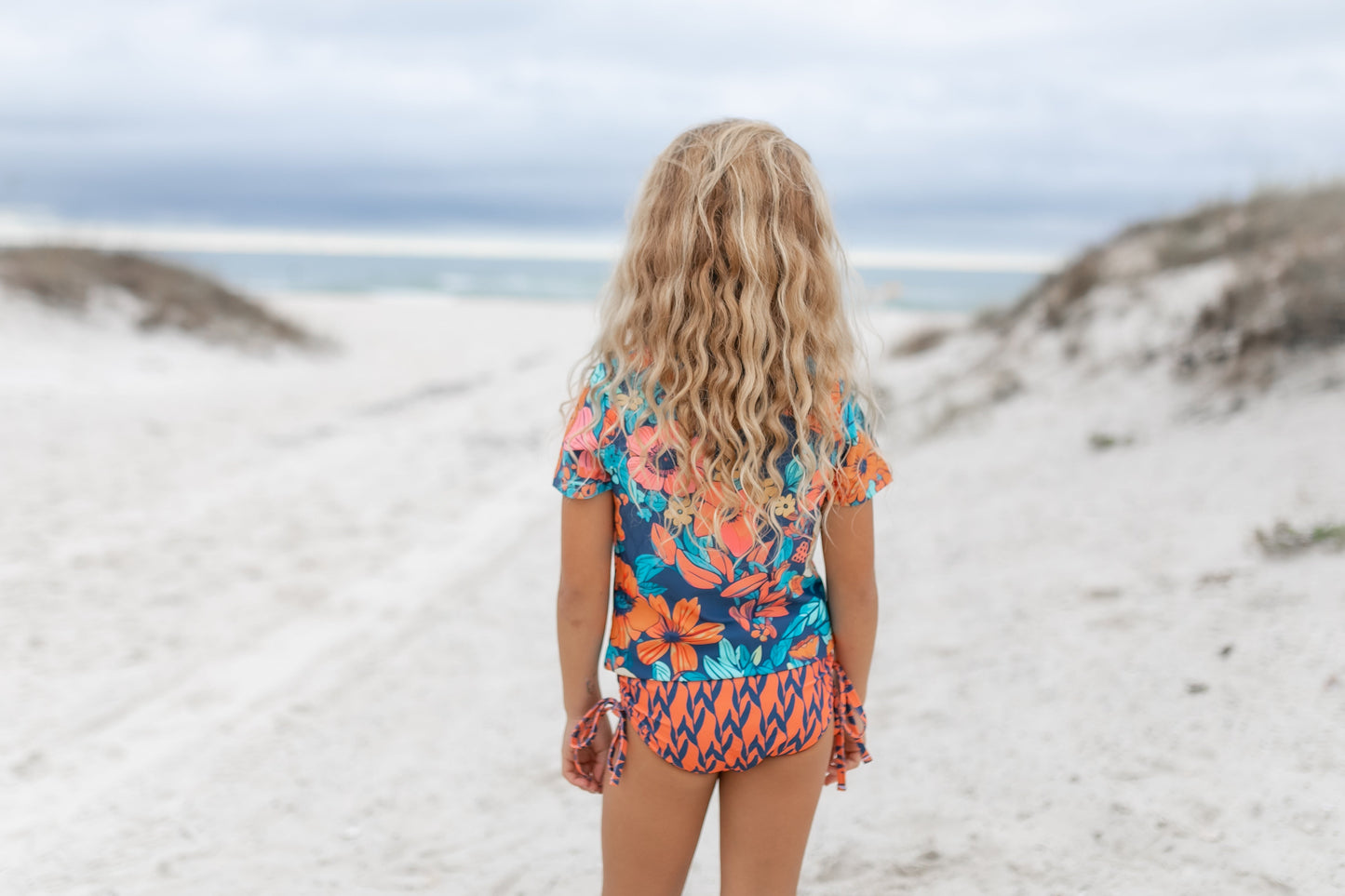 Olivia Navy Orange Rash Guard Swimsuit