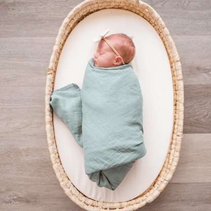 Organic Muslin Swaddle Blanket, Green