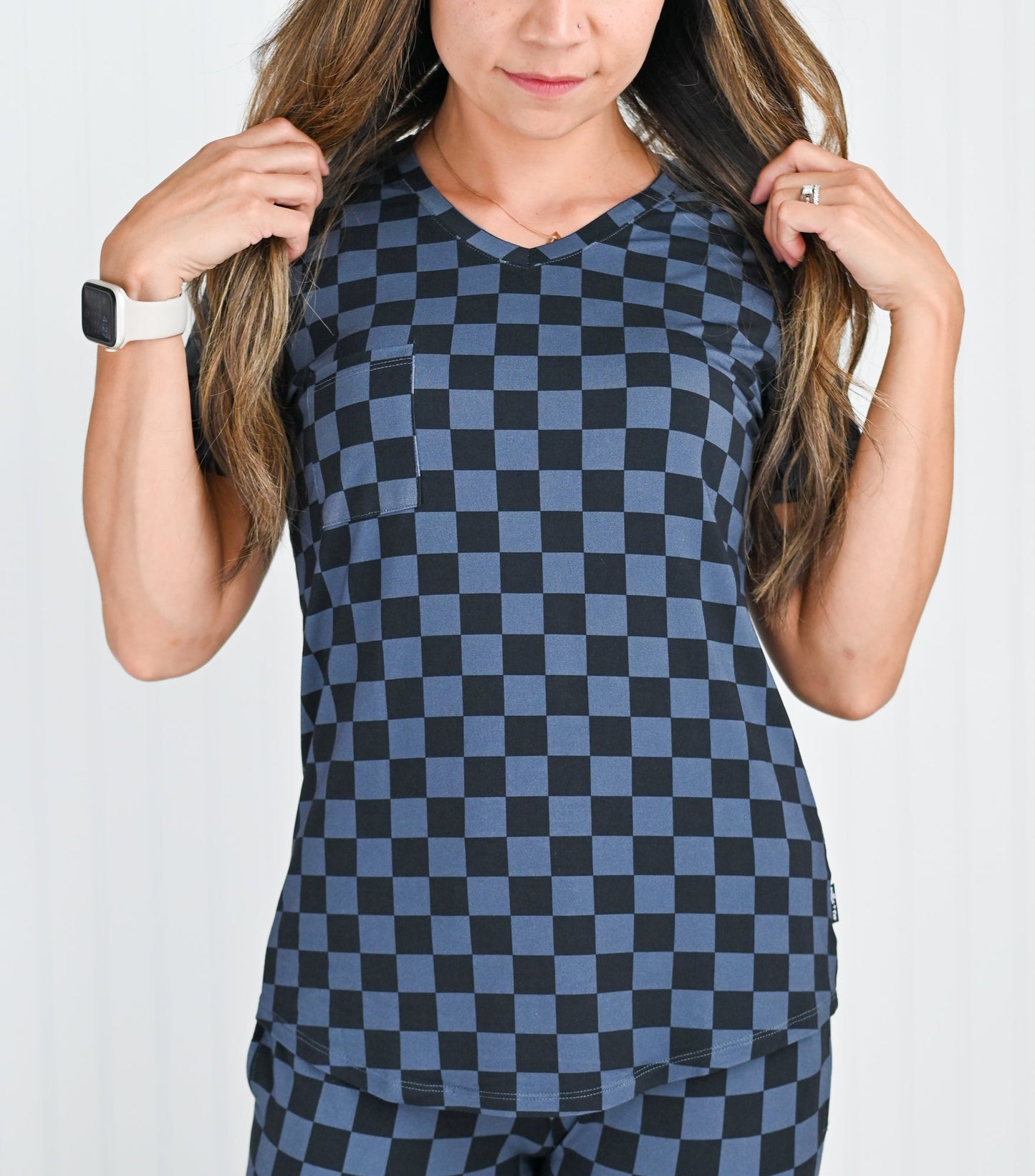 MAMA V-NECK- Grey Check