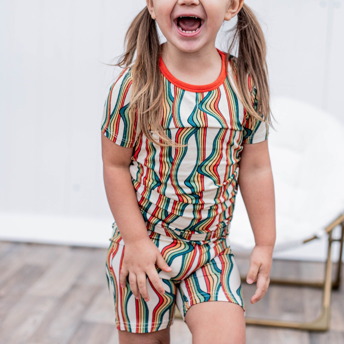 TWO PIECE SHORTIE SET- Retro Rainbow