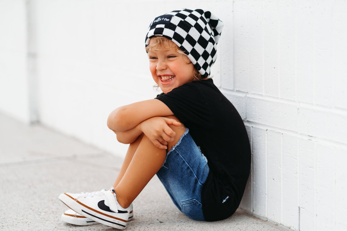 BAMBOO CUFF BEANIE- B+W Check