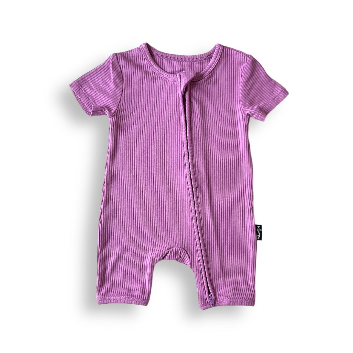 SHORTIE ZIP ROMPER - Lilac Ribbed