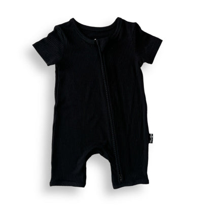 SHORTIE ZIP ROMPER - Midnight Ribbed