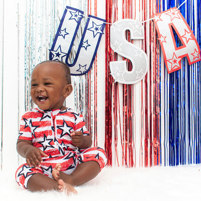 SHORTIE ZIP ROMPER - Stars + Stripes