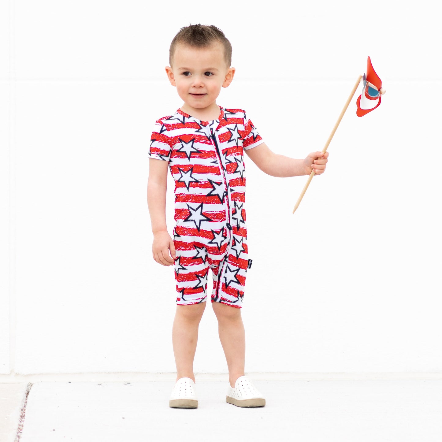 SHORTIE ZIP ROMPER - Stars + Stripes