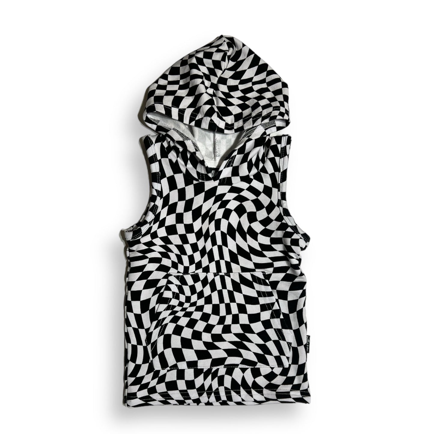 BAMBOO HOODIE TANK- Black Dizzy Check