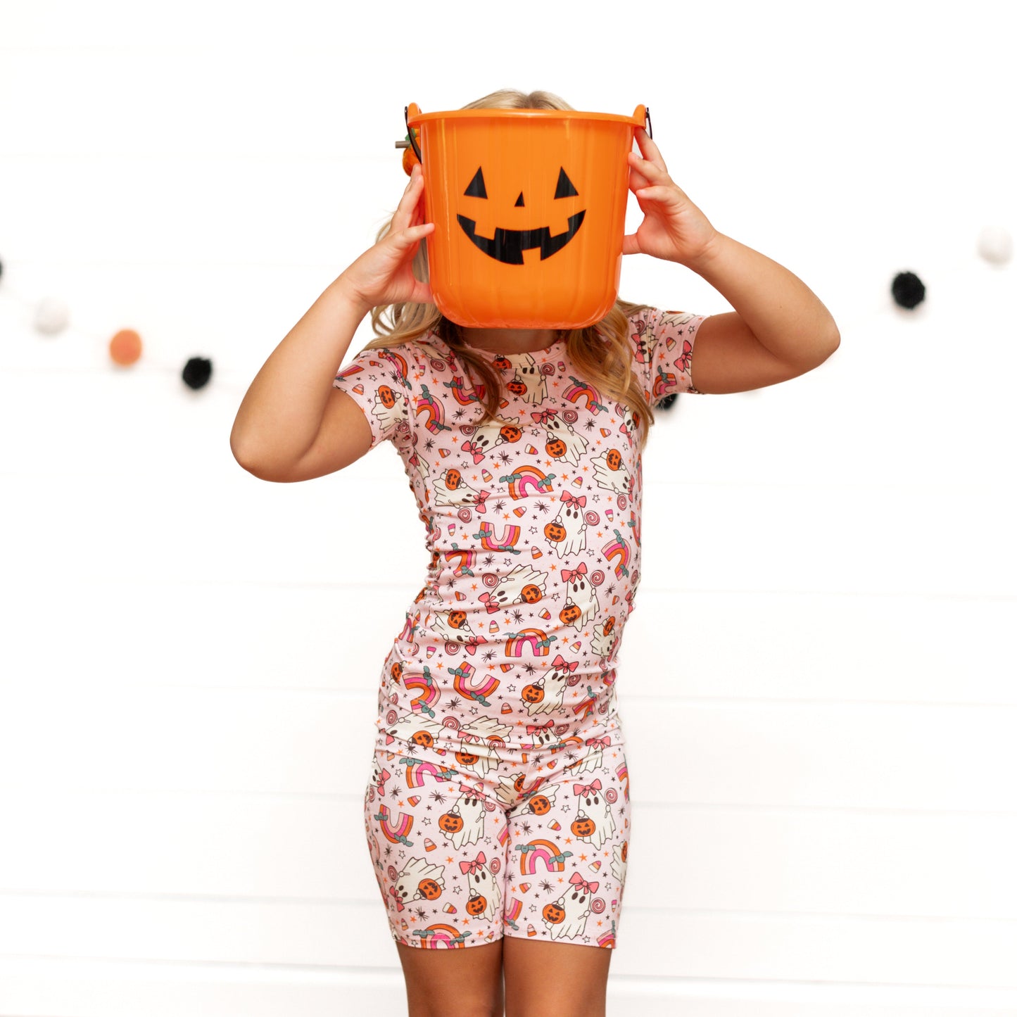 TWO PIECE SHORTIE SET- Pink Ghosts