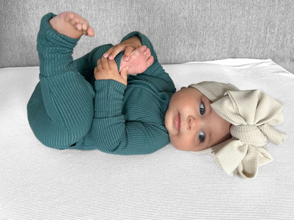ZIP ROMPER - Peacock Ribbed
