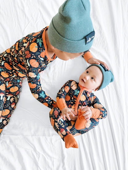 ZIP ROMPER - Pumpkin Leaves