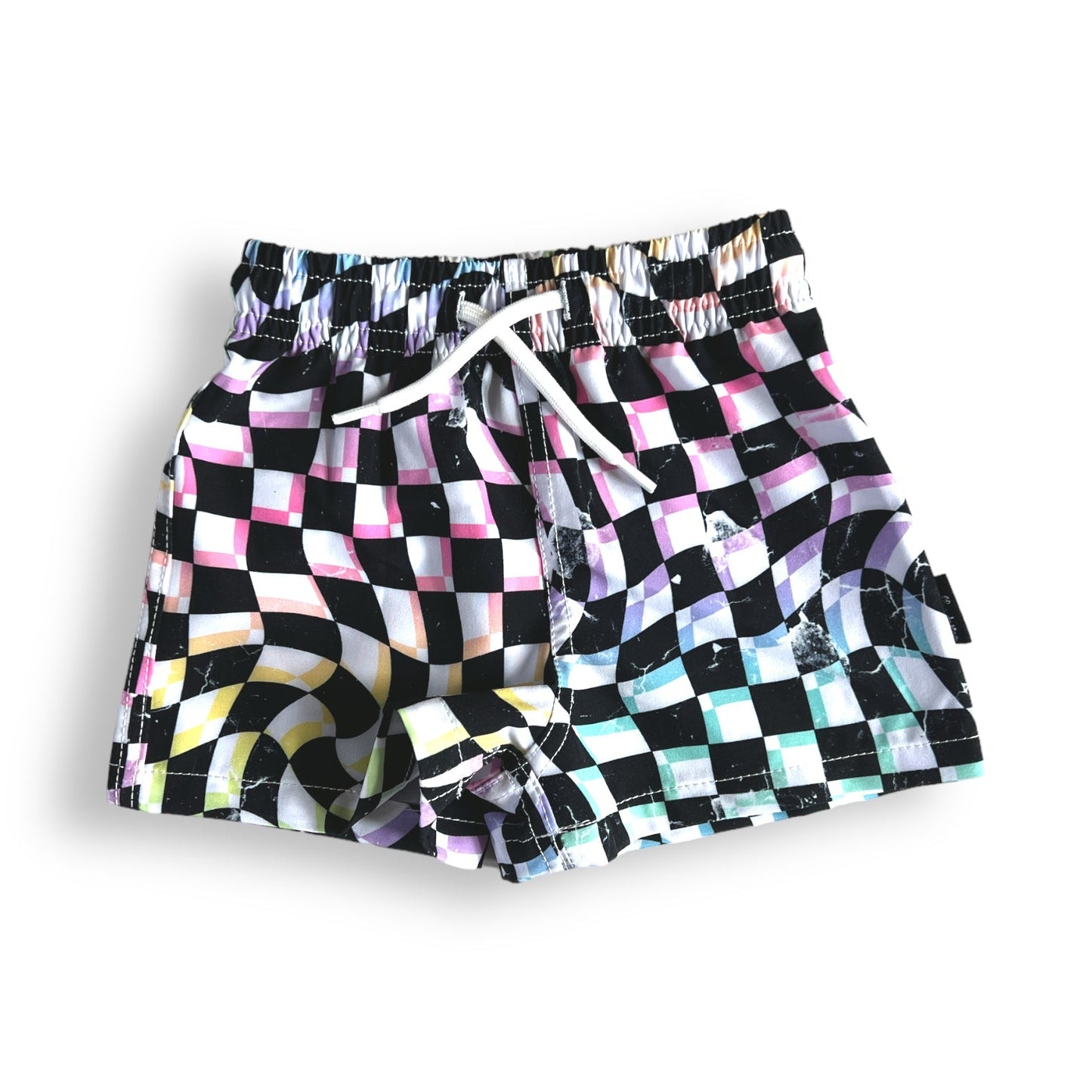 BOARD SHORTS- Neon Dizzy Check