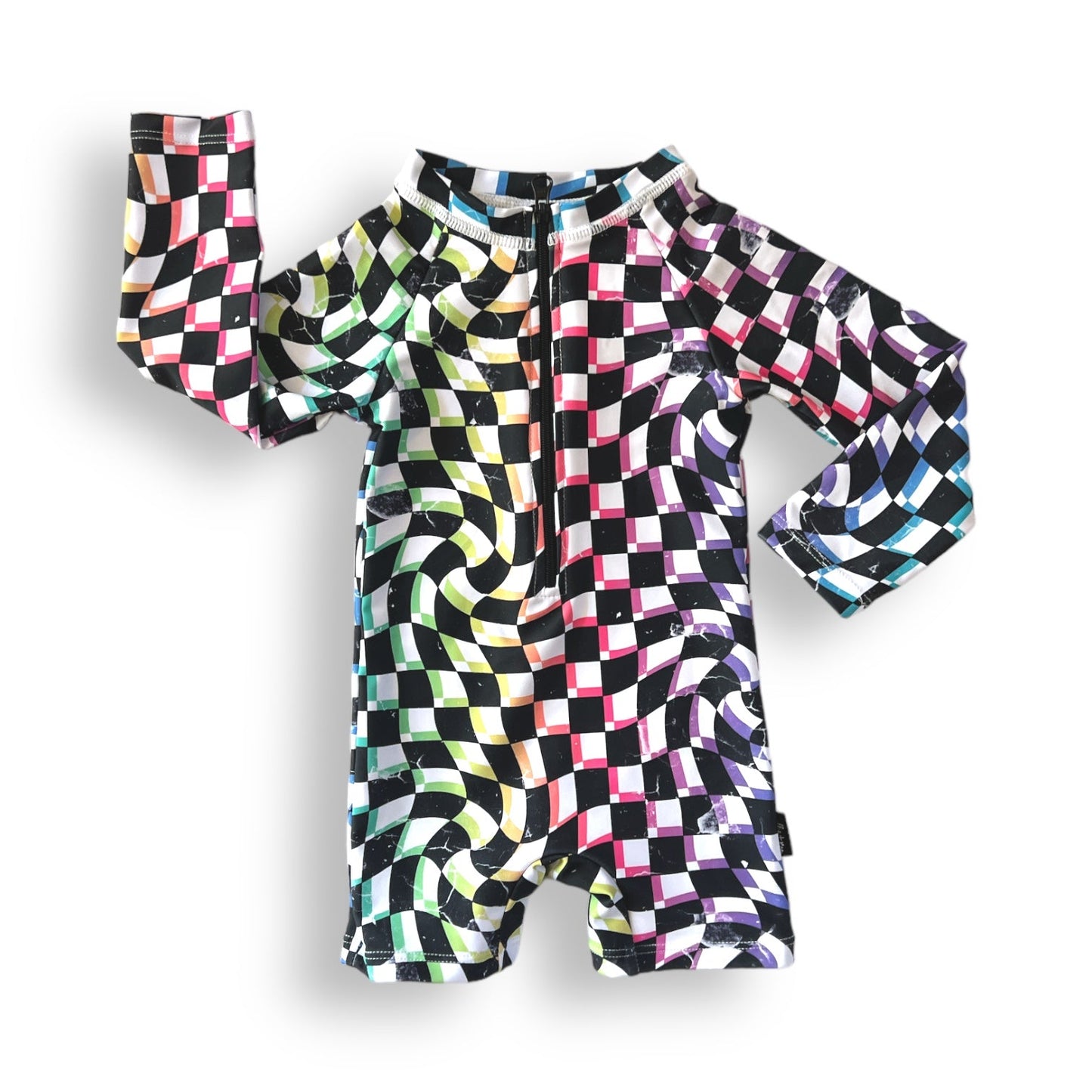 RASH GUARD- Neon Dizzy Check