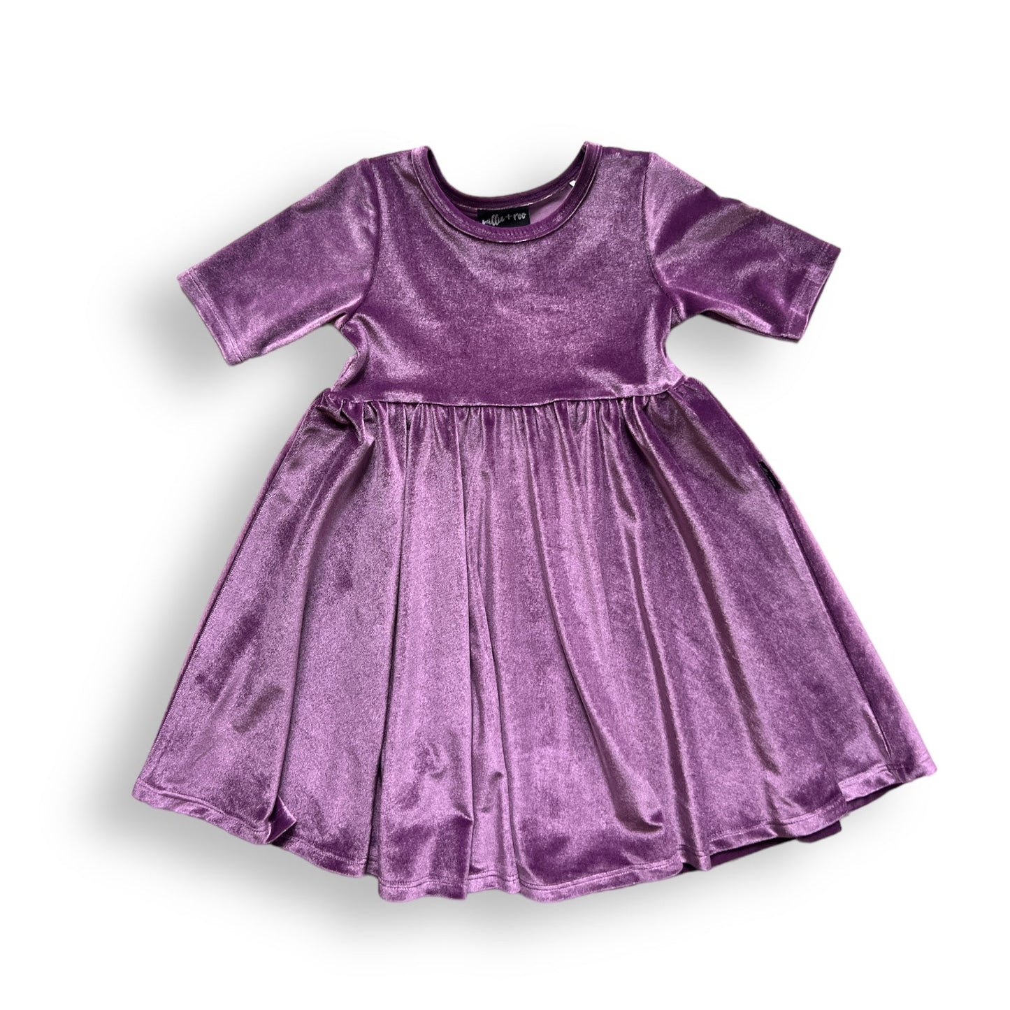 VELVET MID SLEEVE TWIRL- Lavender Stretch Velvet Twirl Dress