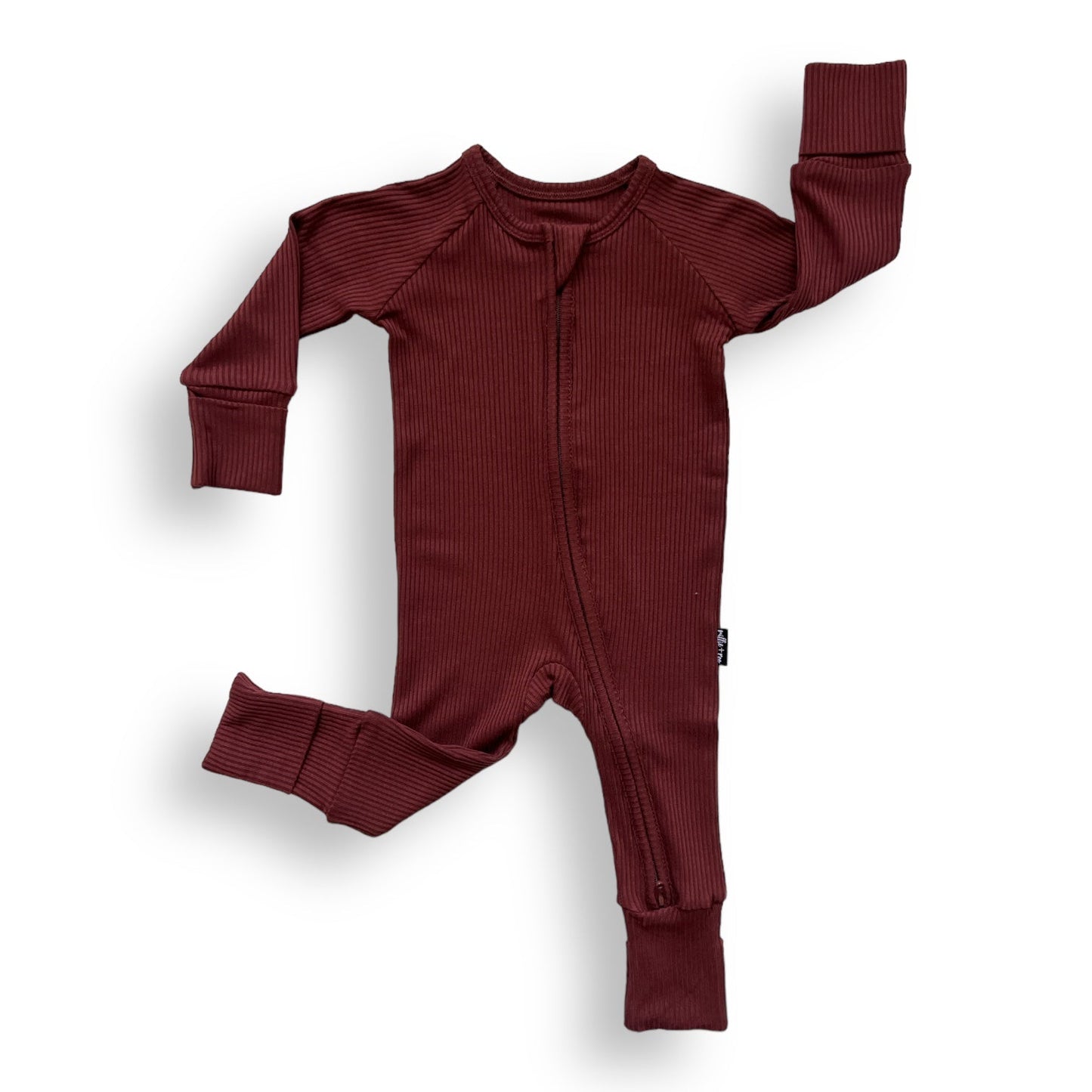 ZIP ROMPER - Oxblood Ribbed