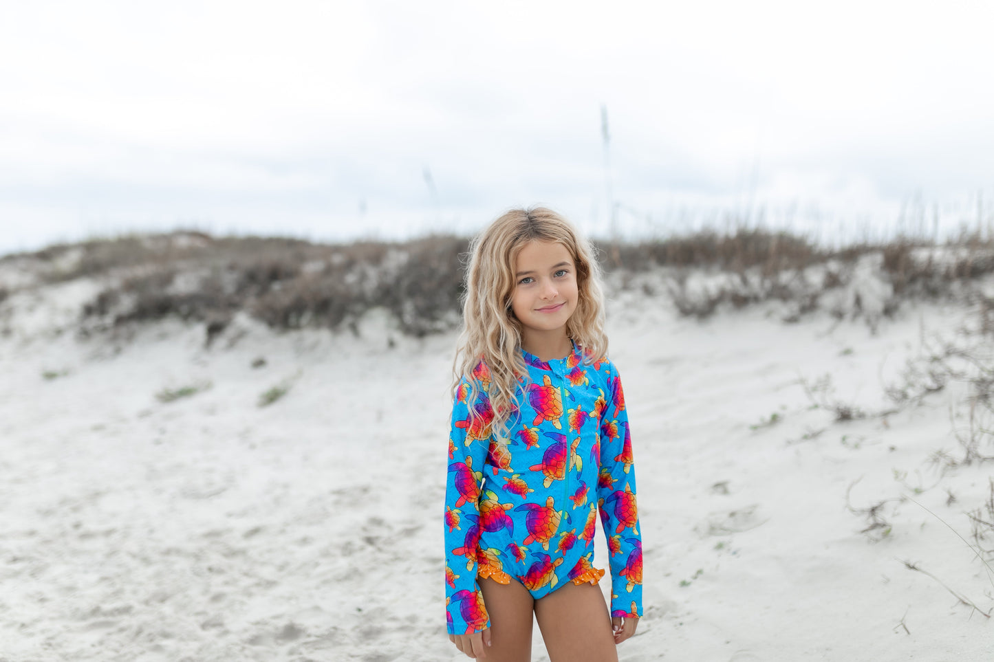 Mia Blue Rainbow Turtle Zip Swimsuit