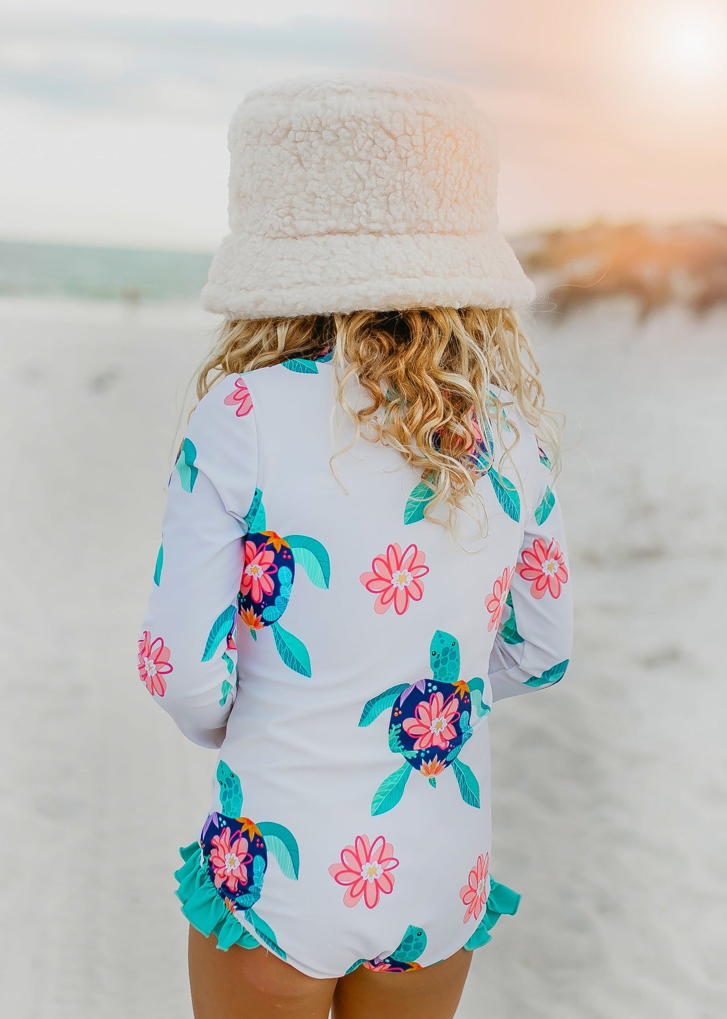 Mia White Turtle Zip Rash Guard Swimsuit