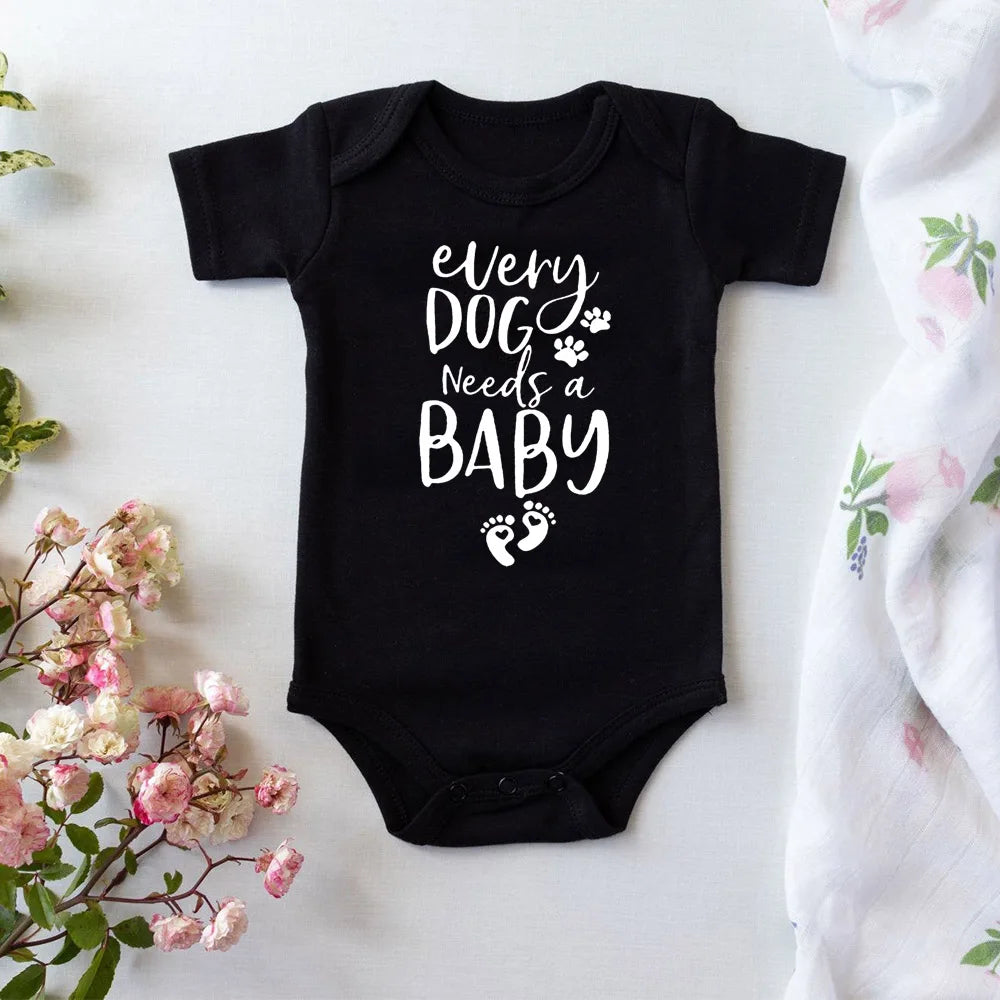 0-24m Infant Newborn Baby Girls Boys Short Sleeve Every Dog Needs a Baby