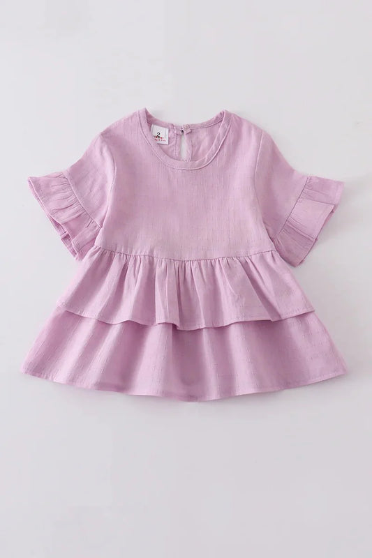 Kids Ruffle Tiered Tunic-Blush Color