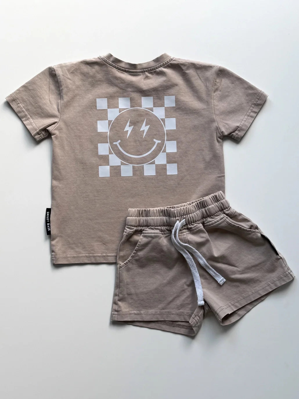 Smiley Daze: Smiley Acid Wash Short Set- TWO COLORS