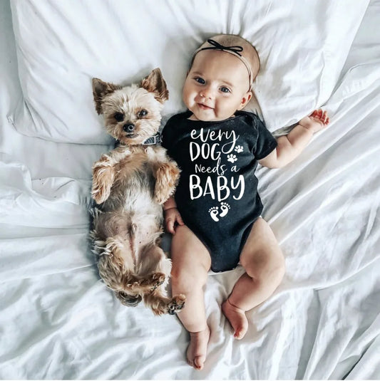 0-24m Infant Newborn Baby Girls Boys Short Sleeve Every Dog Needs a Baby