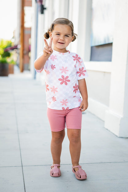 Millie - Bamboo Tee & Ribbed Bike Shorts Set