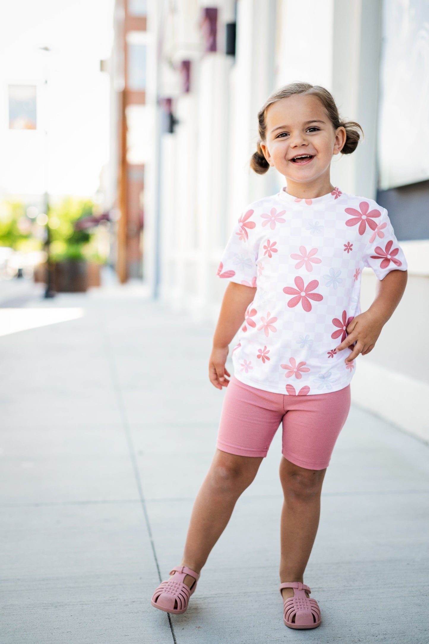 Millie - Bamboo Tee & Ribbed Bike Shorts Set