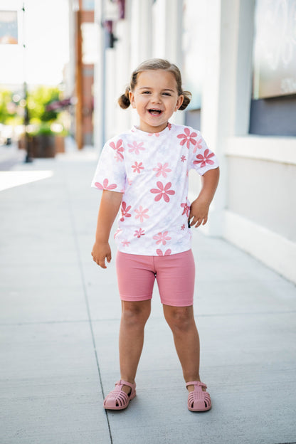 Millie - Bamboo Tee & Ribbed Bike Shorts Set