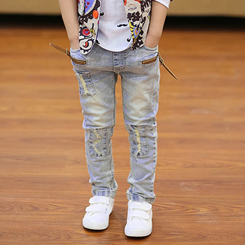 Boys Clothes Slim Straight Jeans Classic Bottoms Denim