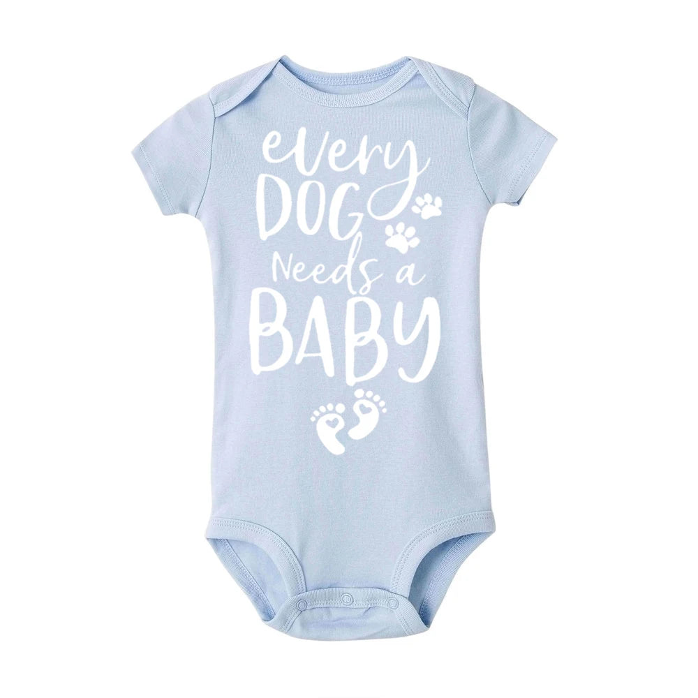 0-24m Infant Newborn Baby Girls Boys Short Sleeve Every Dog Needs a Baby