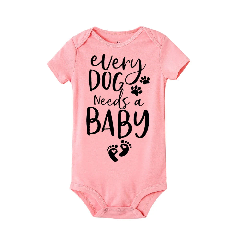 0-24m Infant Newborn Baby Girls Boys Short Sleeve Every Dog Needs a Baby