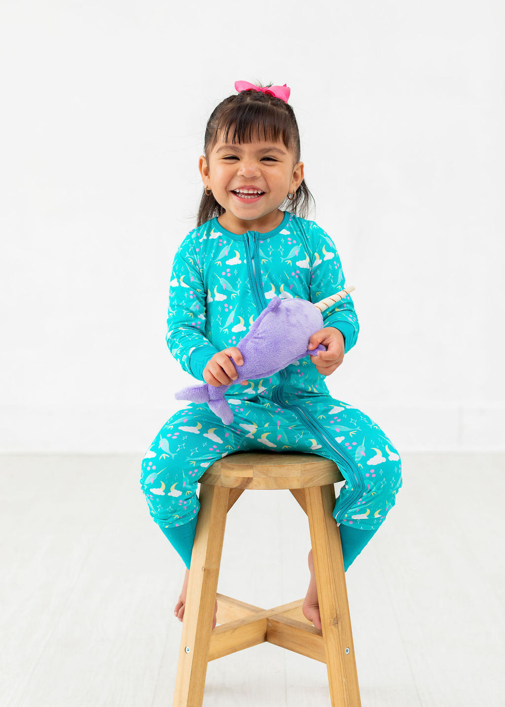 I'm Narwhally Sleepy - Blue - Long Sleeve Zipper Romper