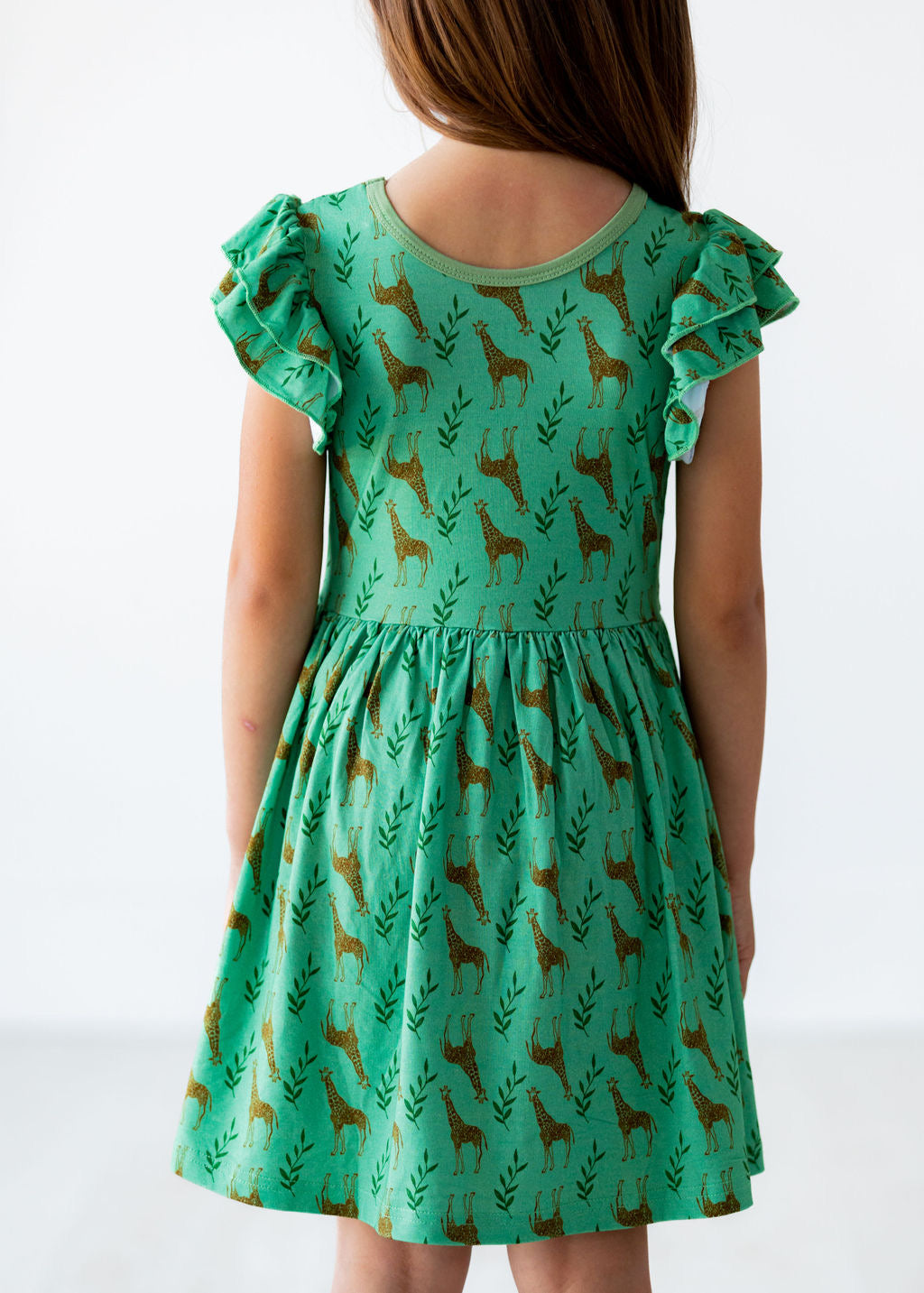 Flutter Sleeve Twirl Dress - Giraffes